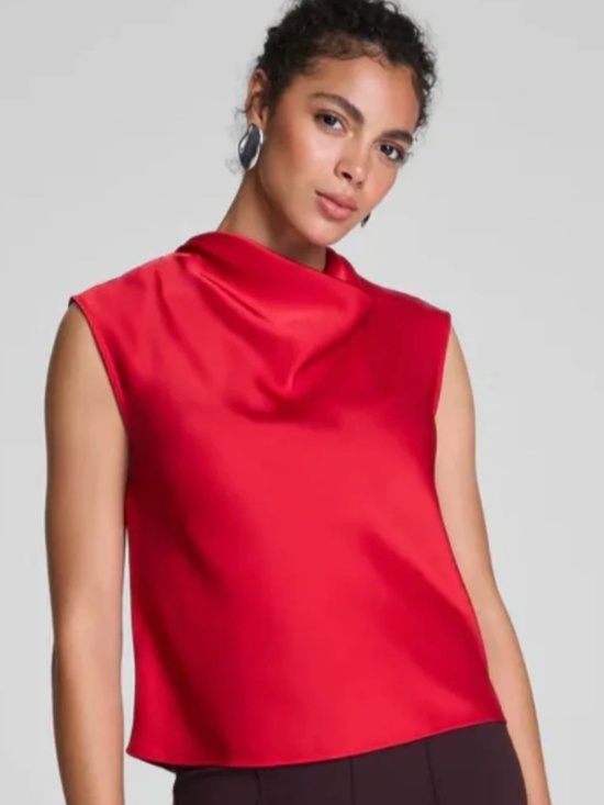 SPANX Tops - Spanx Small S red sleeveless silky smooth top draped cowl neckline
